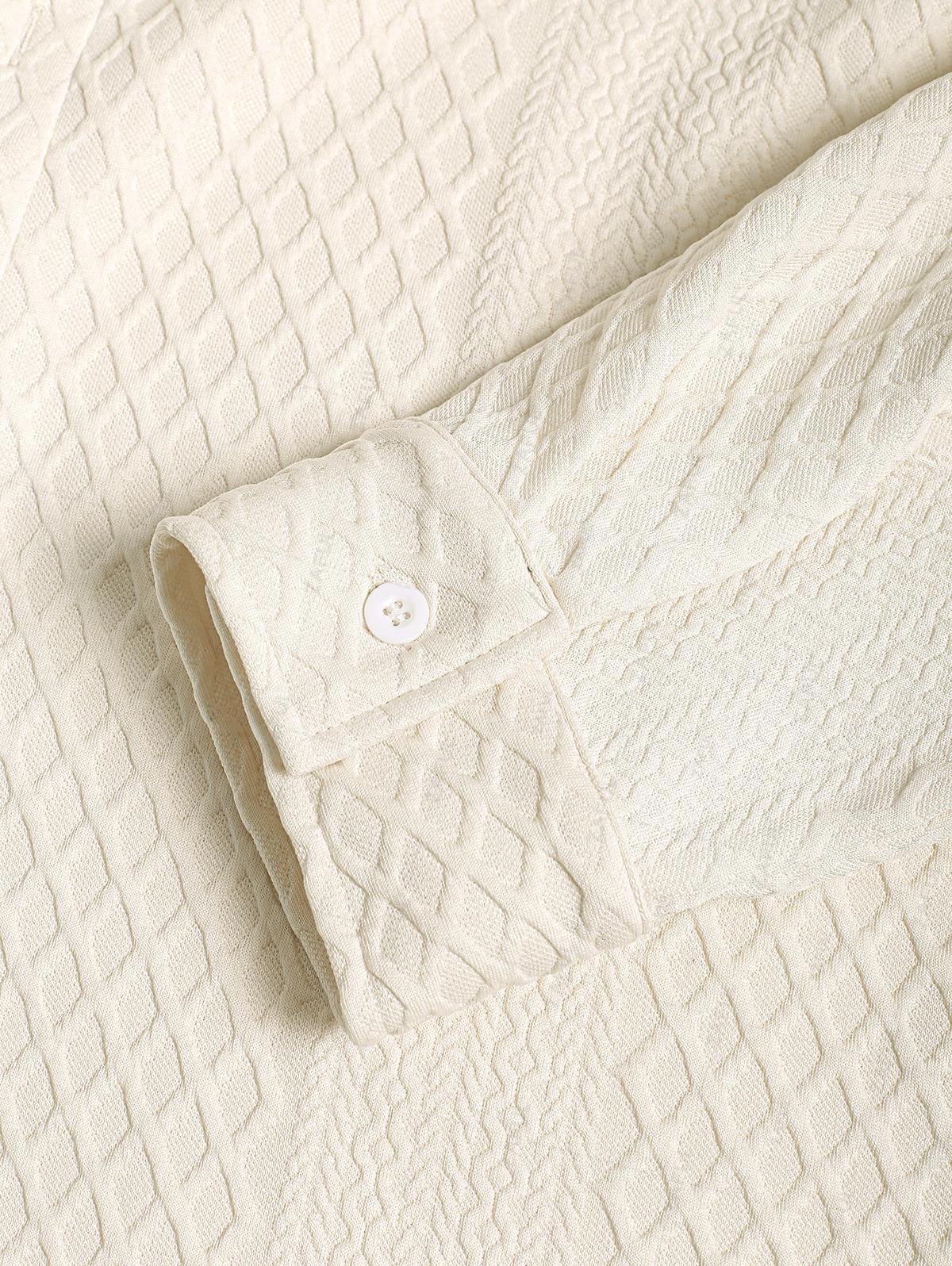 ZAFUL Мужская рубашка Air Cotton с геометрическим жаккардовым узором и длинными рукавами — фото 4