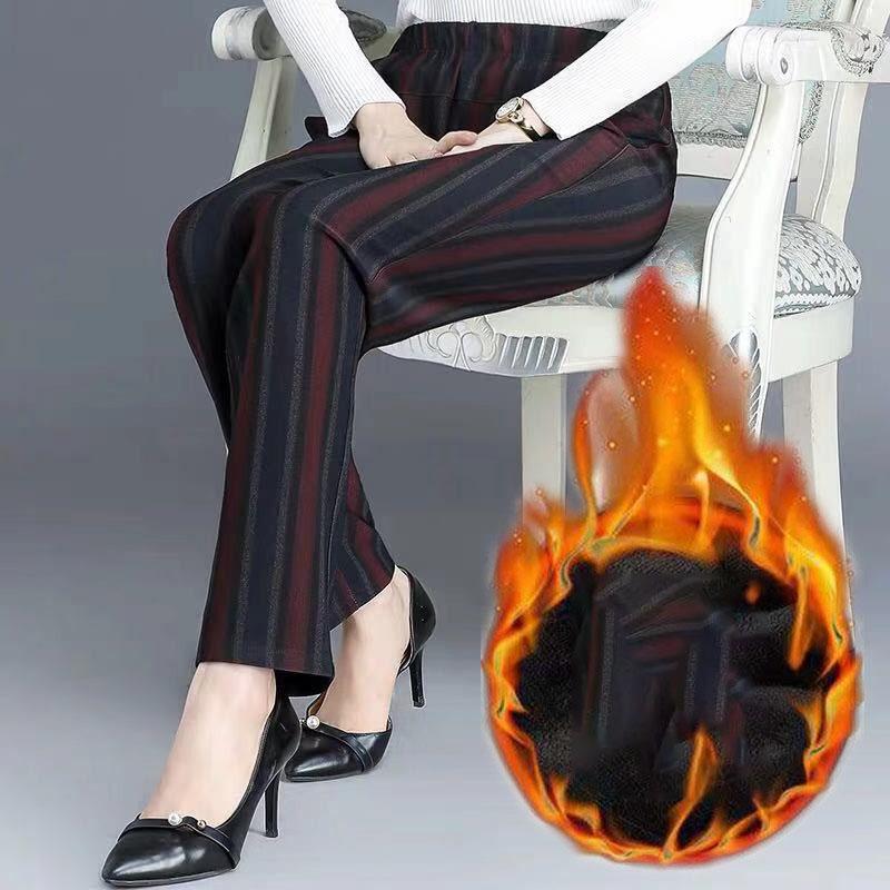 

Осенне-зимние утепленные и утолщенные женские повседневные тонкие свободные эластичные прямые брюки с талией 7XL