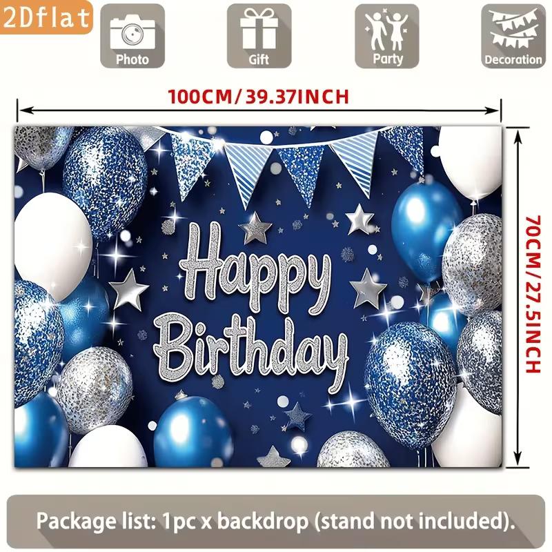 

2D Happy Birthday Background Banner with Bunting & Stars for Events 47.2x31.5inch/120*80cm