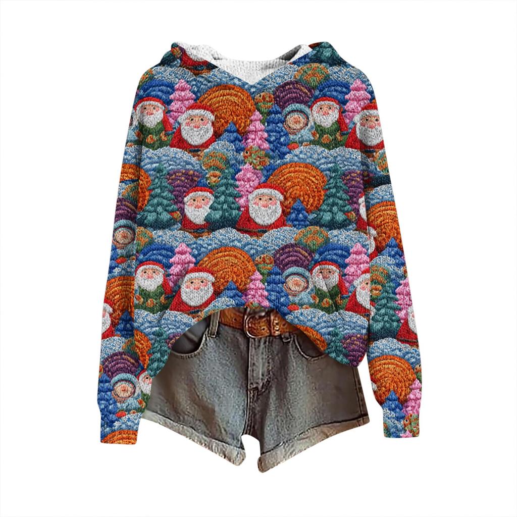 Sweatshirts For Women Knit Sweater Cute Shirt Fall Pullover Hooded Sweatshirt