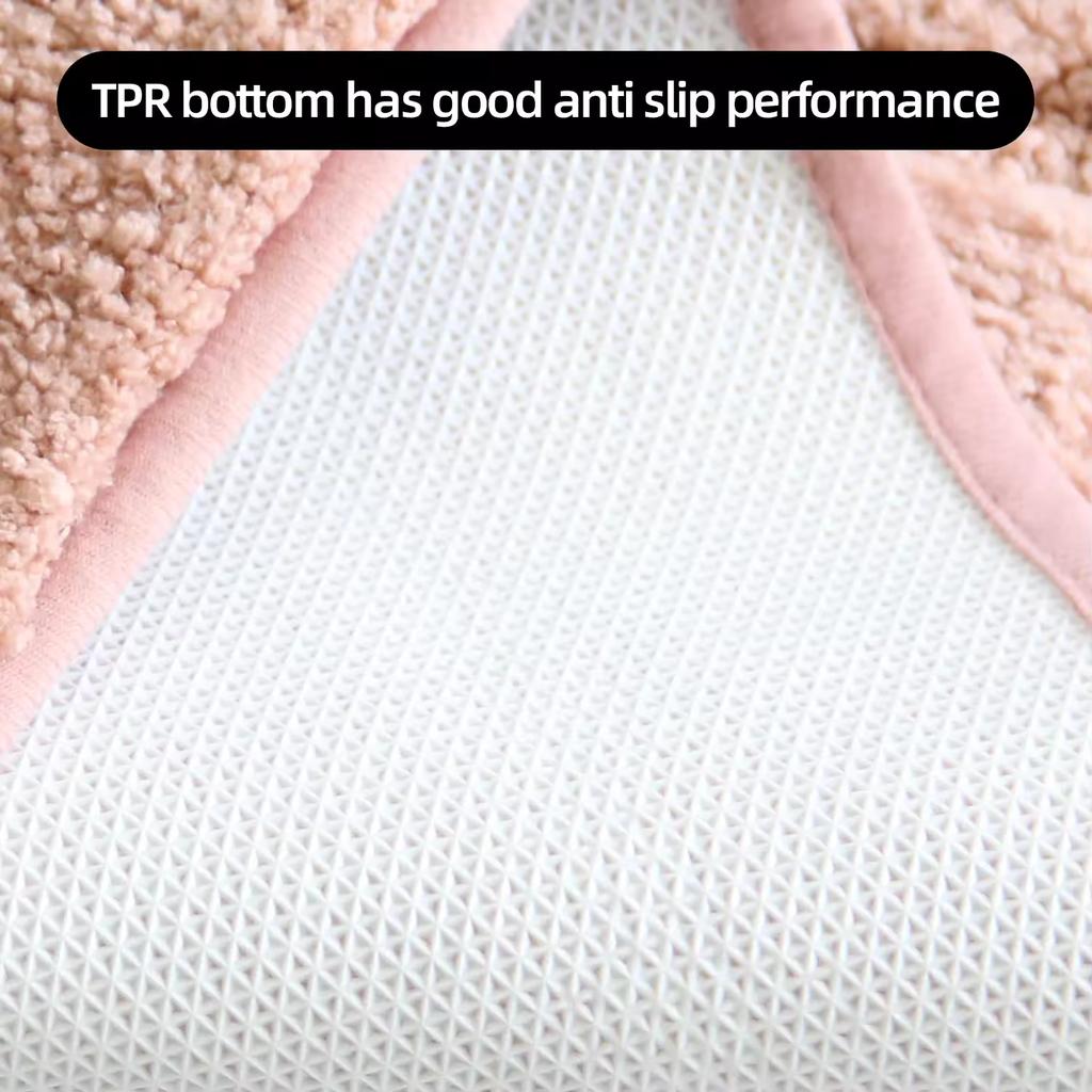 Plush Bathroom Floor Mat with Back Shaped Design, Anti Slip Foot Mat, Bathtub Absorbent Mat, Entrance Door Mat, Bathroom Small Carpet