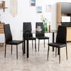 Modern Dining Table Set for 4, Space-Saving 5 Pieces Kitchen Table Set with Rectangle Table and Steel Frame, Black