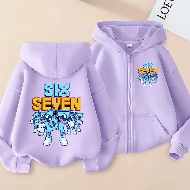 Nuovi Felpe con Zip Six Seven per Bambini Divertenti 67 Sweatshirt Brainrot Bambino Ragazza Ragazzo Felpa con Cappuccio e Zip Top Moda Casual