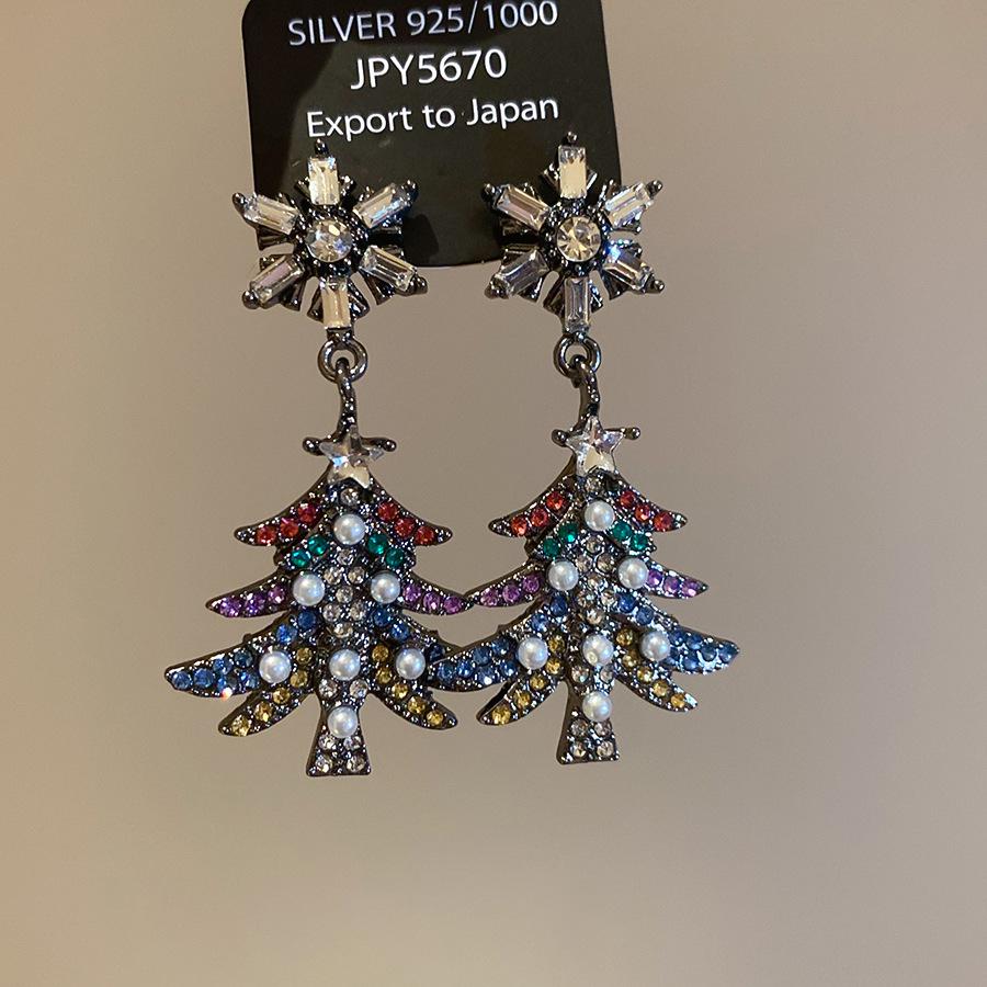 Kolczyki z frędzlami z perłami w kształcie płatków śniegu z diamentami Silver Needle - Unikalne, Luksusowe, Wysokiej klasy sztyfty