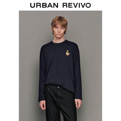 UR2025 Herren Baumwoll-Langarmshirt mit Entenstickerei