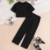 Girl's Suit 7-12T Children's Clothing Summer New Children's Fashion Letters Short-sleeved + Casual Trousers Two-piece Set