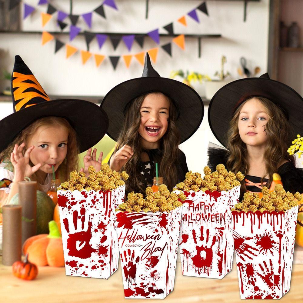 4pcs Pink Halloween Popcorn Box Paper Pumpkin Gift Packing Box Kids