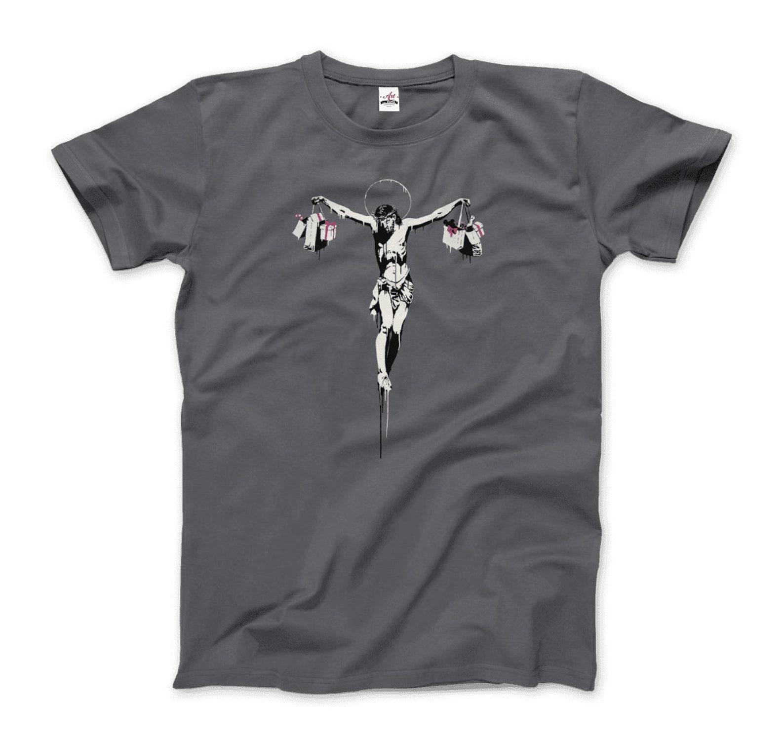 Banksy Christ with Shopping Bags Street Art T-Shirt XL