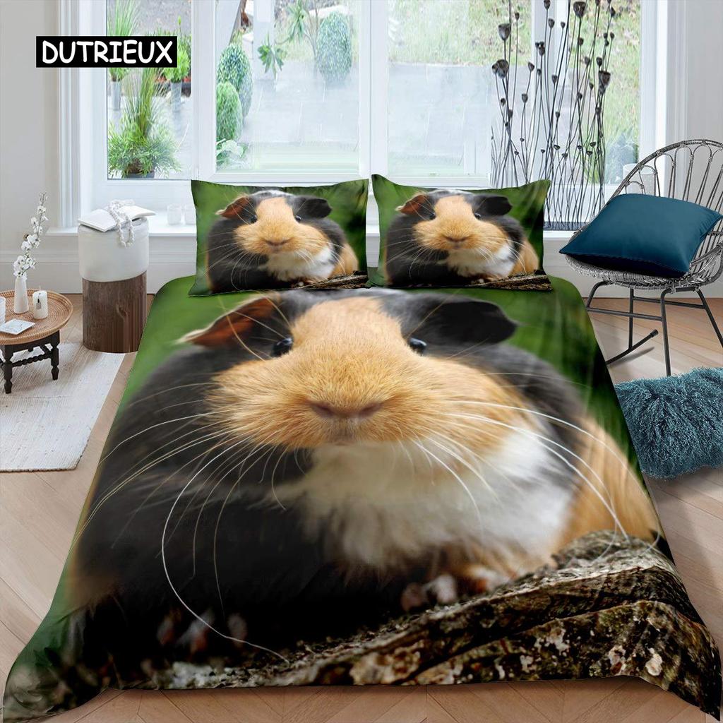 Marsvin Påslakanset Sött Marsvinsmönster Sängklädesset Djur Täcke Överdrag för Pojkar Flickor Trädgård Natur Polyester Sängklädesset