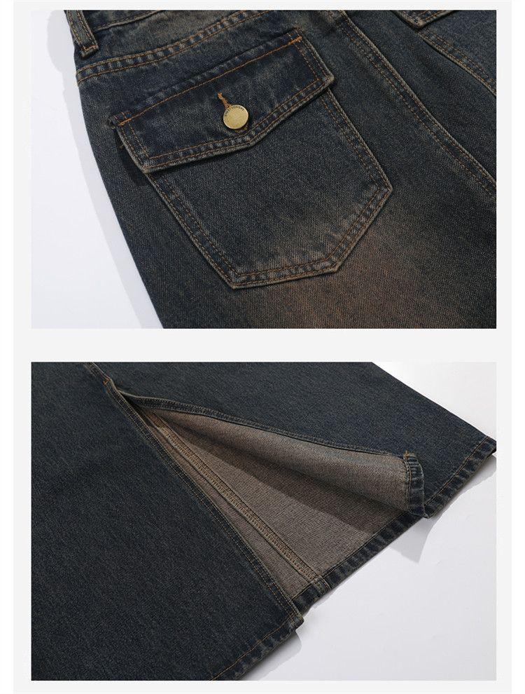 Women's High-Waist Slit Denim Midi Skirt - Versatile A-line, Slimming Fit for Spring & Autumn 2025