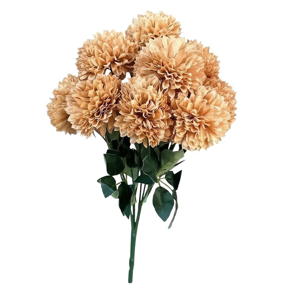 9 Heads Artificial Dandelion Bouquet Dyed Edged DIY Floral Materials Chrysanthemum Bunch Silk Cloth Realistic Simulation Flowers
