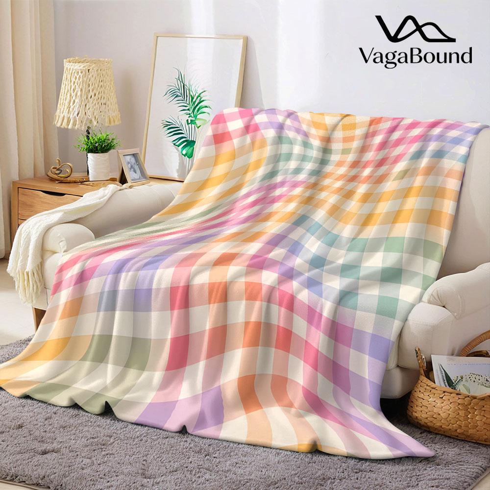 Wavy Checker Flannel Blanket Perfect for Sofa Office Bed Travel Sleep Read Relax Camping four season use