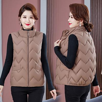 Ladies Winter Down Cotton Vest Plus Size Stand Collar Vest Casual Women Warm Cotton Vest
