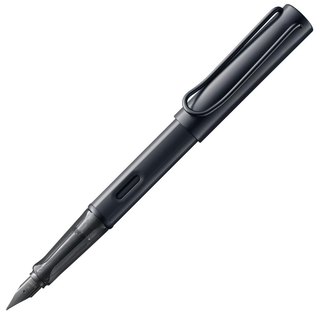 LAMY Black Fountain Pen Ergonomic Grip and Black Steel Size M Lightweight Aluminum Body Includes LAMY T10 Blue Cartridge AL-star - Nib, - - -