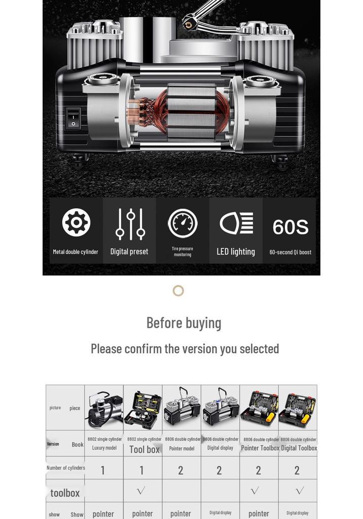 High-Power Dual Cylinder Portable Car Air Pump for Off-Road Tires
