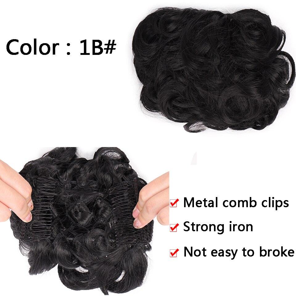 LUPU Syntetický hřeben Clip In Kudrnaté prodlužování vlasů Drdol do vlasů Ombre Blond Elastické gumičky do vlasů pro ženy