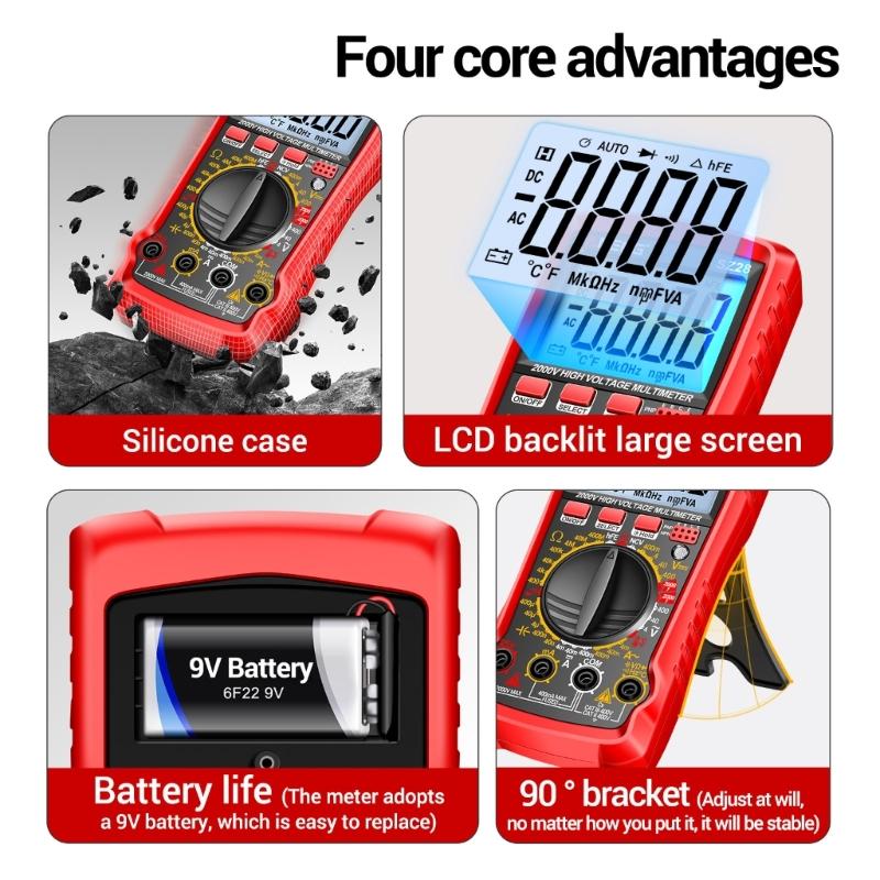 High Accuracy Digital Multimeter 2000V Automotive Tool For Automotive Repair With Backlit Screen And Accurate Readings