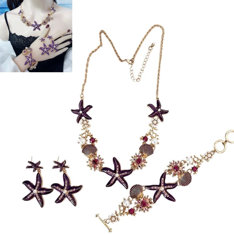 Themed 4 Piece Shell Necklace Collection Sensitive Skin Friendly Alloy Jewelry For Summer Vacation