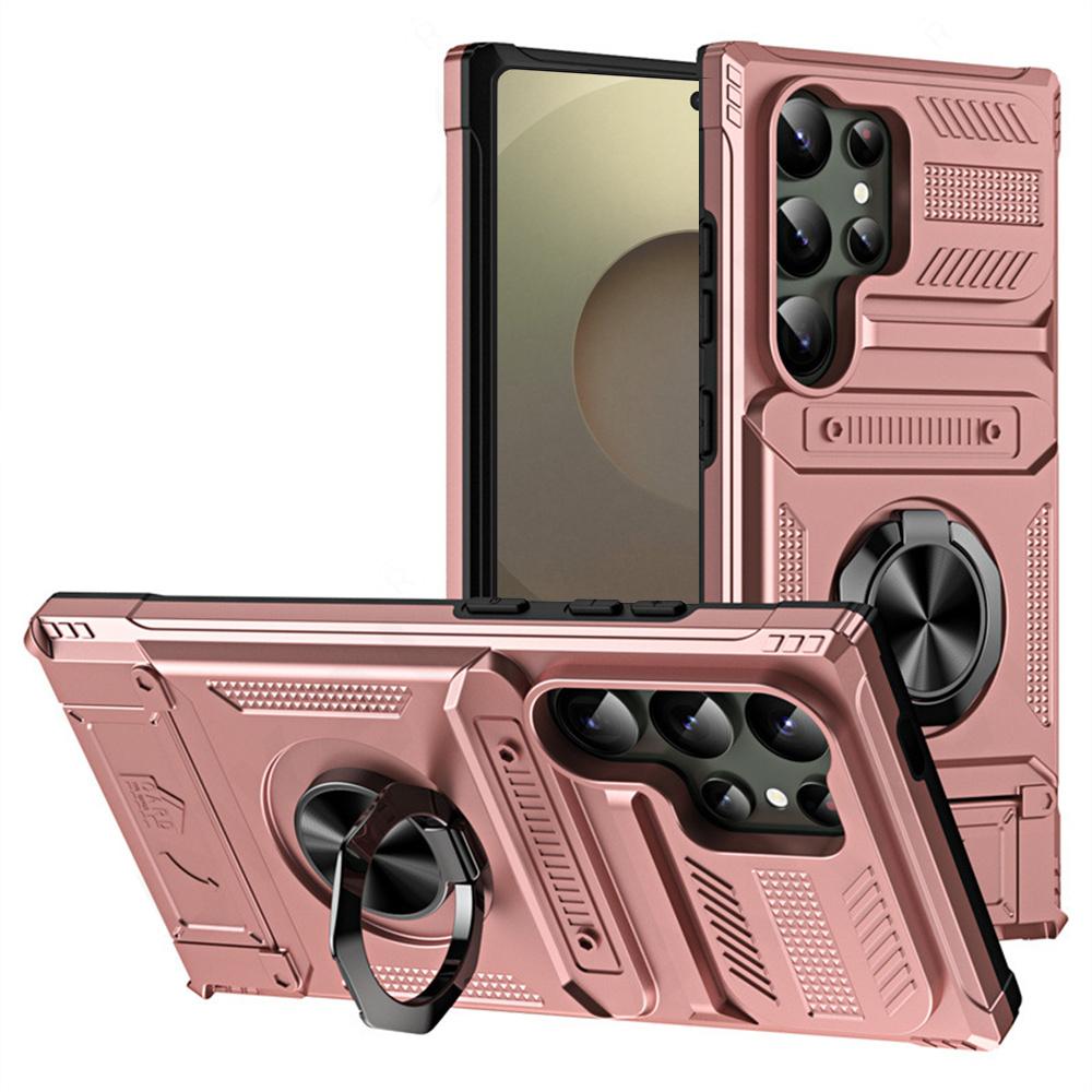 Militärisches Anti-Fall-Case mit Rüstungsdesign für Samsung S26 Ultra S24 Plus S23 FE S25 Ultra A56 A55 Magnetischer Ringhalter Kartensteckplatz Handyhülle
