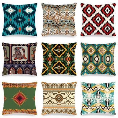Home Decor Bohemian Aztec Pattern Digital Print Pillow Covers Pattern Cushion Cover Suitable for Sofa Bedroom Car Pillow Cover