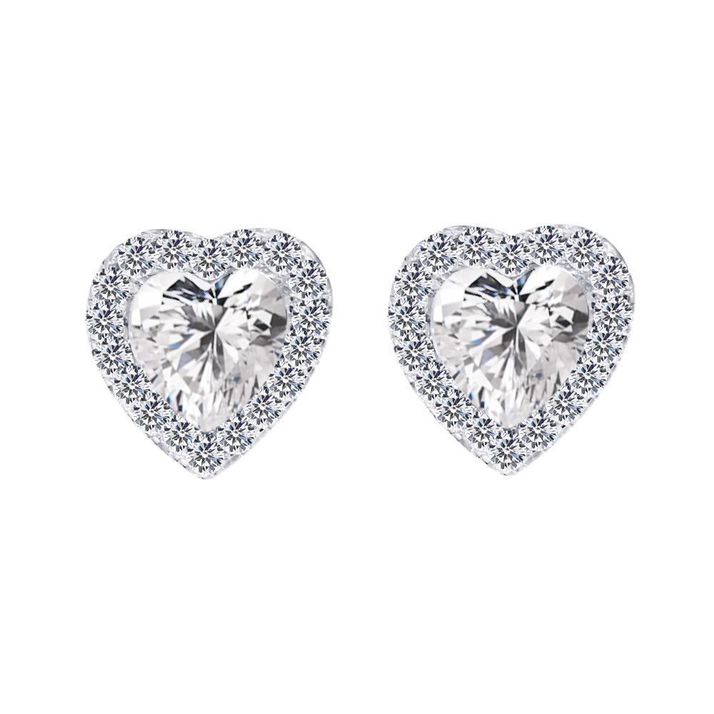 Needle Micro-Inlaid Zircon Love Stud Earrings Light Luxury Pink Diamond Heart Earrings