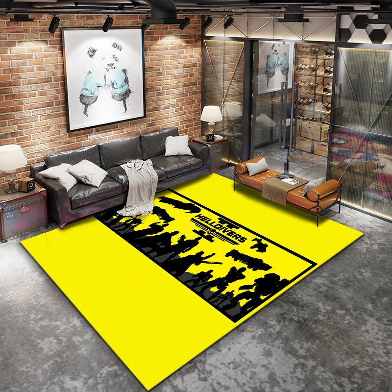 Helldivers Game Silhouettes Carpet Rug For Living Room Bedroom Home Sofa Decoration Kids Play Nonslip Floor Mat