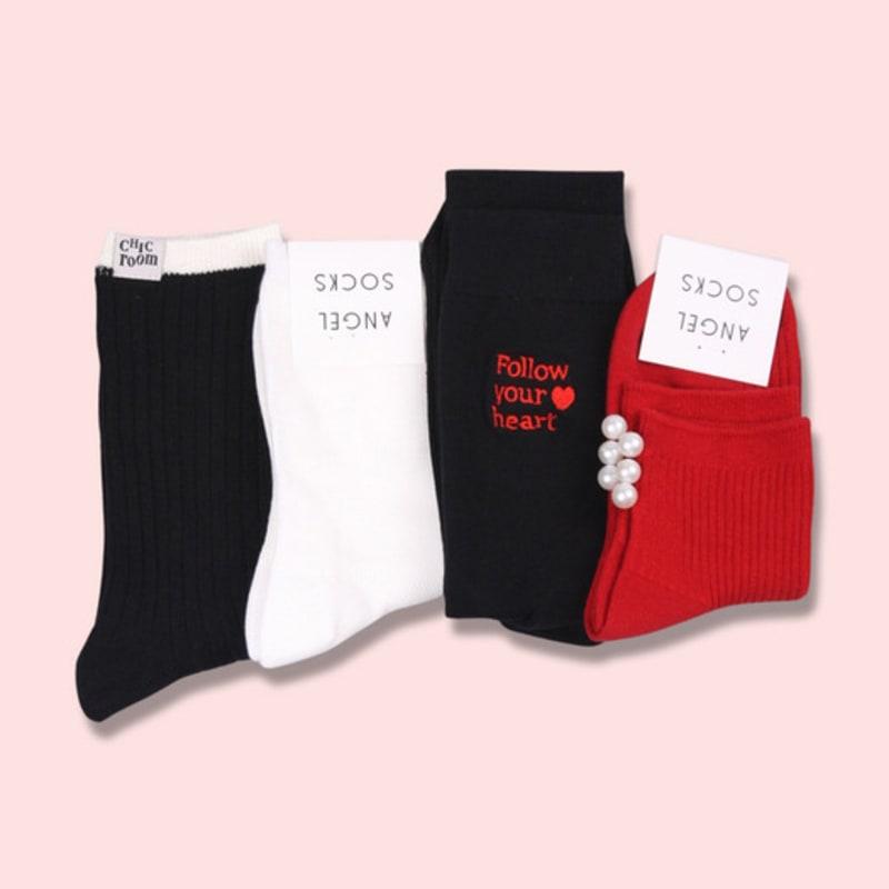 ANGEL SOCKS SET004 - Red Pearl Pink Women's Fashion Gift Return Gift Daily Socks Coordination Gift Set Socks Pretty Brand