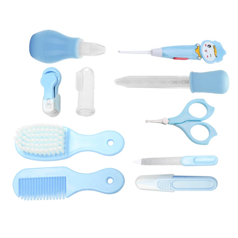 

10 шт., набор для ухода за здоровьем младенцев, безопасные кусачки для ногтей, ножницы для ухода за новорожденными(розовый) синий