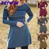 Damenmode Herbst Winter Langarm O-Ausschnitt Freizeitkleider