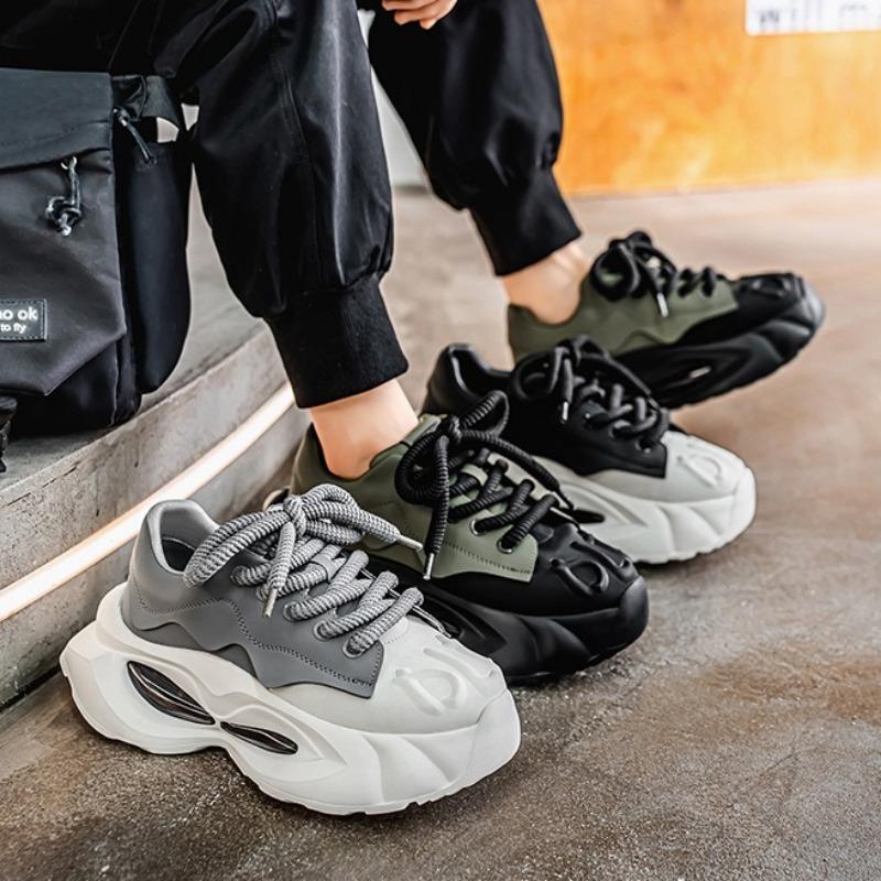 Fashion Fashion Chunky Men Designer Shoes Autumn Microfiber Leather Sneakers Korean Student Youth Men's Vulcanized Shoes Zapatos Hombre