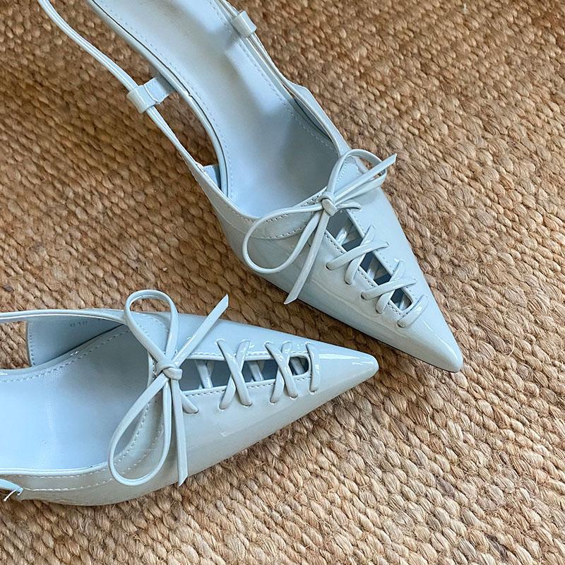 Fashion Blue Fashion Butterfly-Knot Pumps Ladies High Heels Shoes Female Pointed Toe Footwear Buckle Women Stiletto Heels Shoes 2025 New