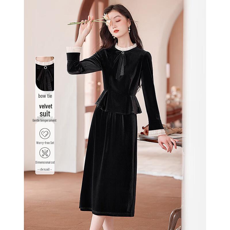 

Elegant Velvet Bowknot Design Women s Set S