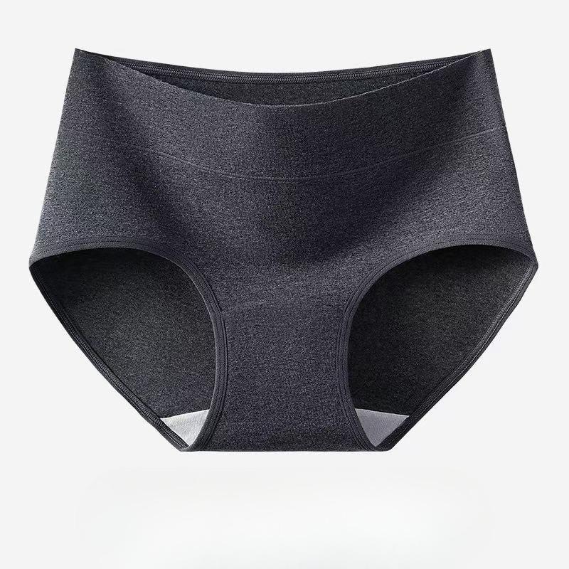 Ladies Spring and Autumn Simple A Class Colored Cotton Extended Crotch Light Abdominal High Waist Briefs