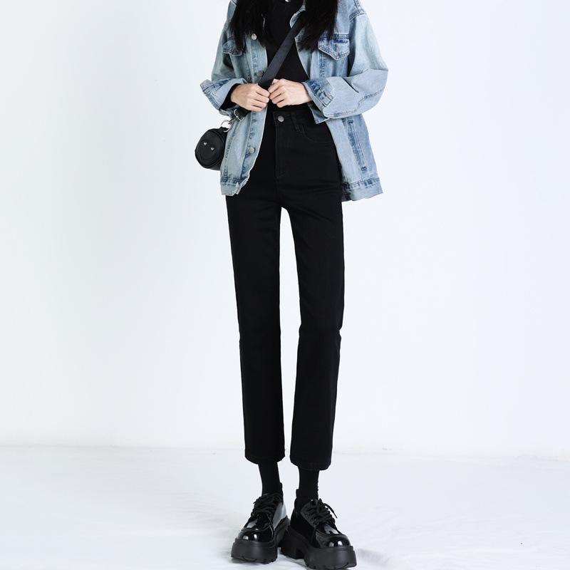 

Женские джинсы с высокой посадкой и прямыми штанинами, сине-серые, утепленные плюшем, универсальный стиль широких штанин для осени/зимы 2023. Size 26