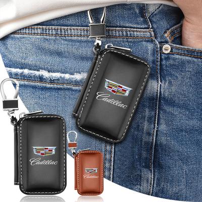 Leder Autoschlüssel Hülle Tasche Schlüsselanhänger Reißverschluss Tasche Schutzhülle Autoschlüssel Zubehör Für Escalade Tiburon Deville Seville XT5 XTS CTS BLS SLS DTS SRX