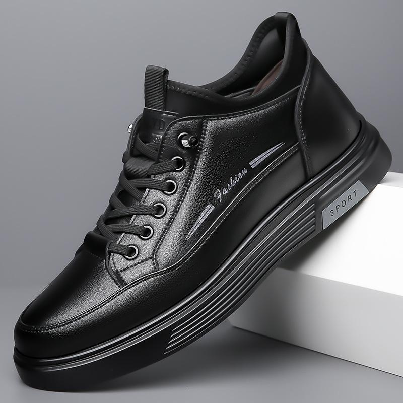 Men Genuine Leather Casual Shoes Height Increasing Durable Sole Men's Breathable Sport Shoes Business Trend Men Sneakers