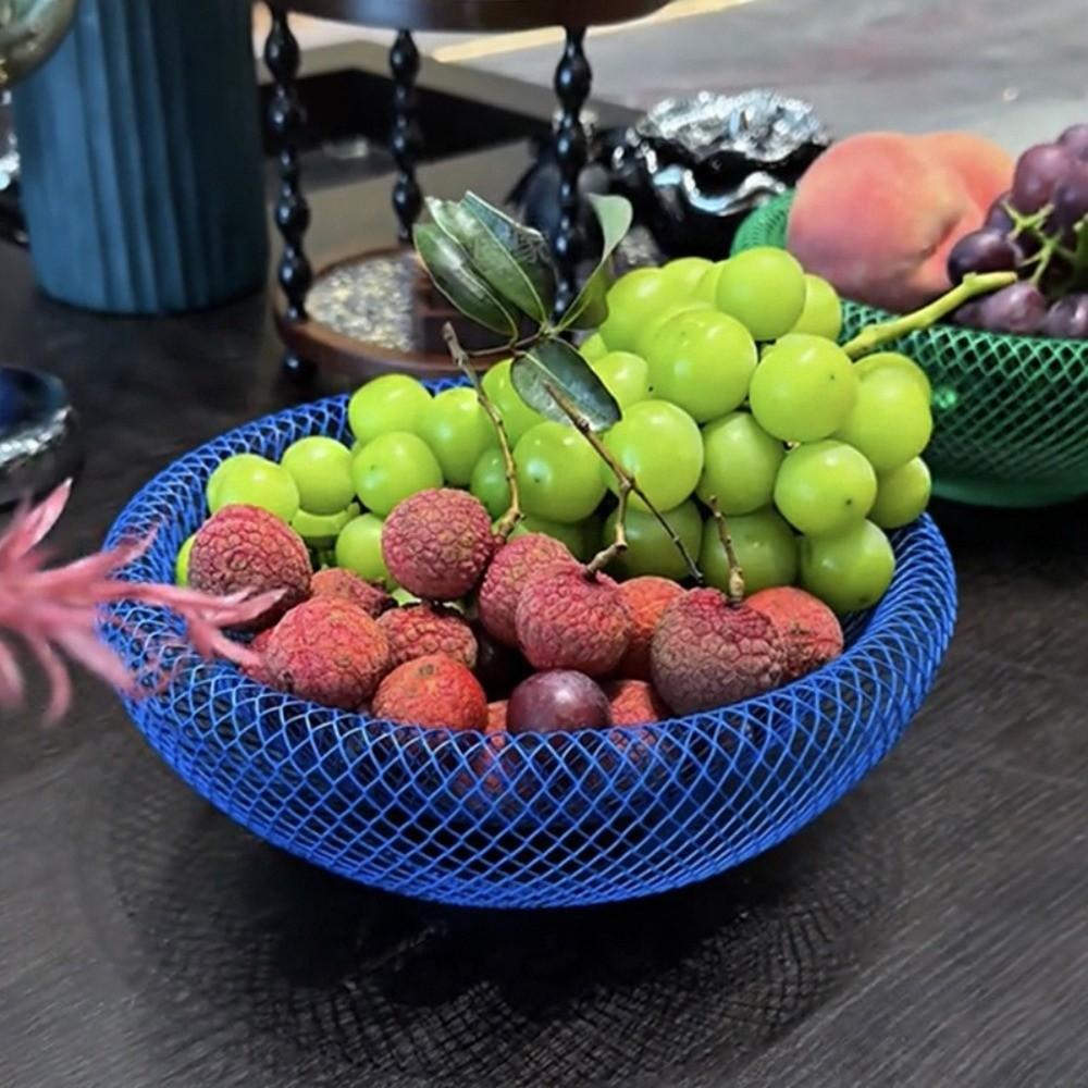 Iron Double-layer Fruit Basket Nordic Style Metal Fruit Tray Mesh Storage Tray  Dining Table