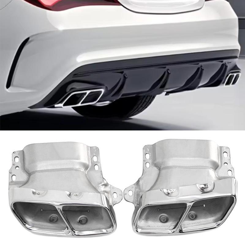 Compatible Exhaust Quad Square Tailpipe for Mercedes A-Class W176 CLA45, A200 260, GLA45