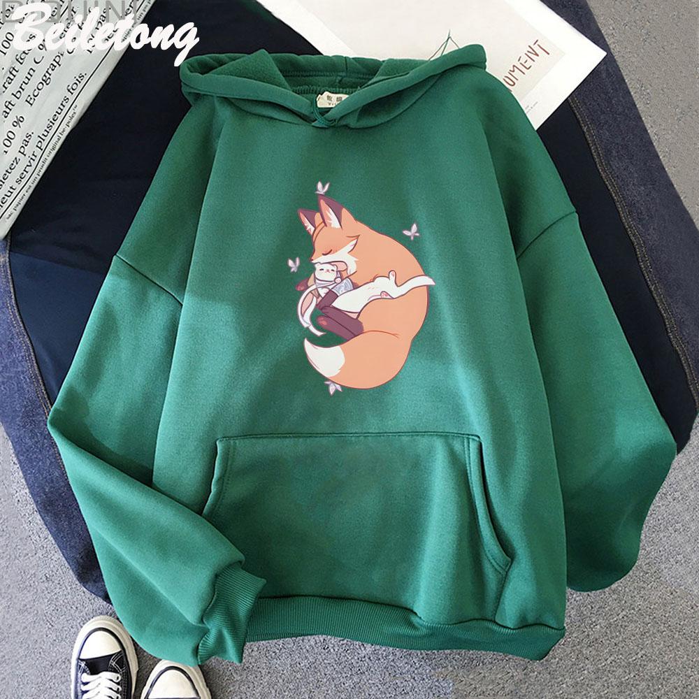 TGCF Hualian Cat Kawaii Cartoon Printed Hoodies Heaven Officials Blessing Clothing Sudaderas Harajuku Woman Man Y2k Sweatshirt