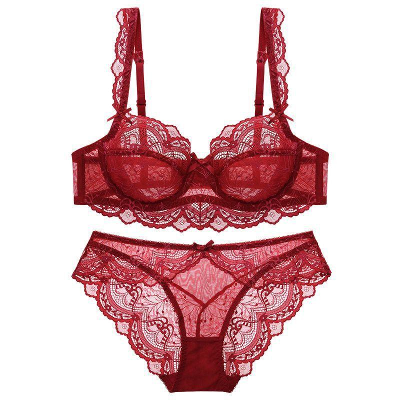 Neues beliebtes sexy durchsichtiges Spitzen-Unterwäsche-Anzug für Frauen mit kleinem Busen, ultradünne Schale, weicher Bügel, keine Polsterung, atmungsaktive BH-Abdeckung