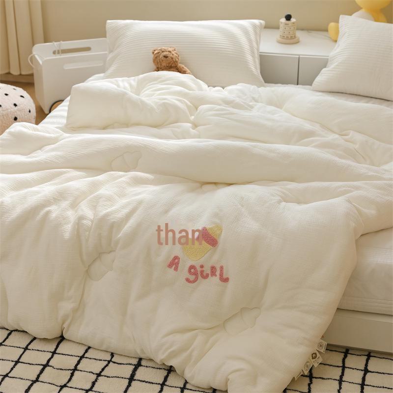 Class A Cotton Double-Layer Quilted Blanket for All Seasons - Lightweight Baby Quilt for Summer, Cozy for Spring/Autumn, Warm Winter Comforter