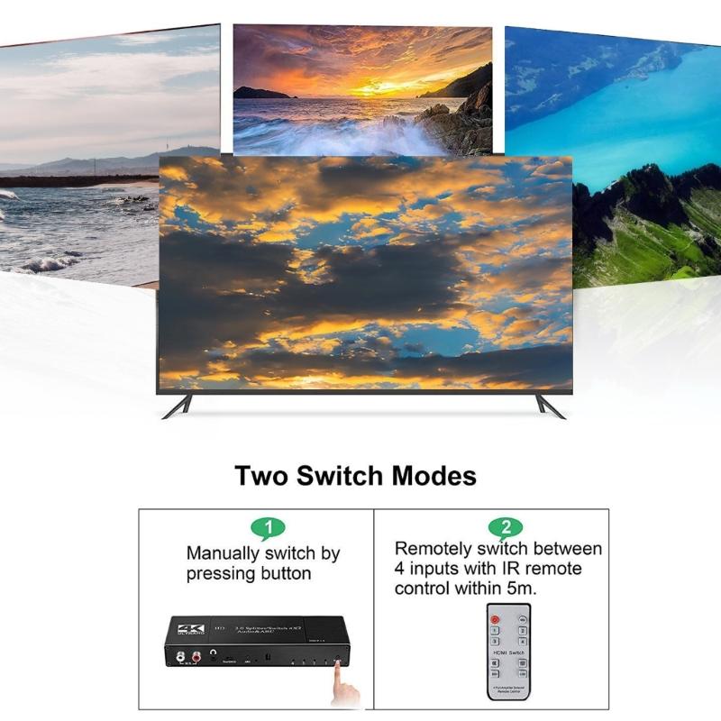 Video Processing HDTV2.0 Box with 4 Inputs 2 Outputs Switcher For 3840x2160P Visual And Various Format Sound Extraction