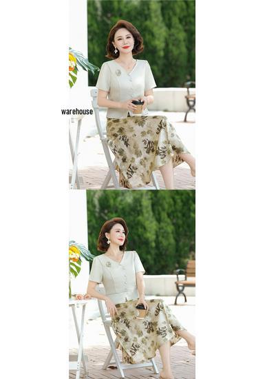 Mom's Summer Short Sleeve Dress: 2026 Slimming, Concealing Chinese Style for Middle-Aged & Elderly Women