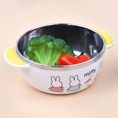 Cuenco de acero inoxidable antideslizante Miffy, colores mezclados, 1 pieza, artículos populares coreanos para padres