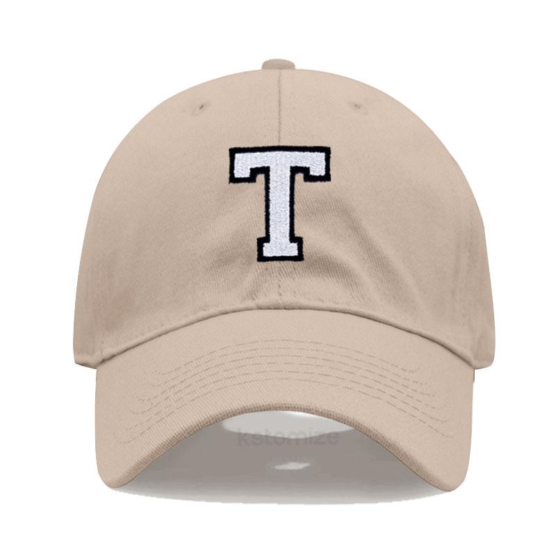 Initial Letter A-Z Embroidered Khaki Baseball Cap for Women Men Fashion Adjustable Soft Cotton Dad Hat Unisex Classic Golf Caps