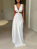 2025 European & American Sexy Halter Strap Cutout Slim Fit Evening Gown Dress for Women
