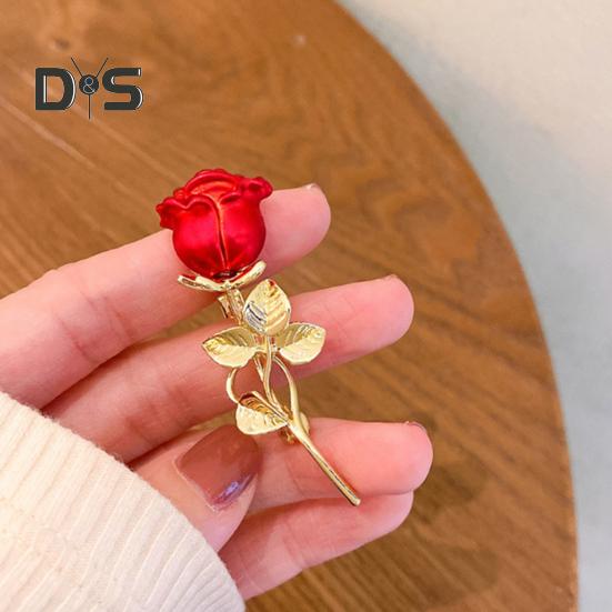 Rote Rosenbrosche, Öltropfen-Prozess, Schmuck, Anzug, Mantel, Kragen, Kleid, Hut, Dekoration, Blumenbrosche für formelle Partys, Hochzeiten