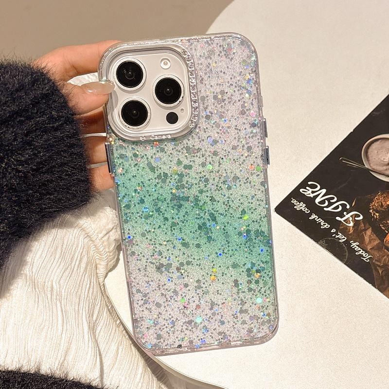 Luxury Bling Glitter Sequins Colorful Clear Case for iPhone 16 15 14 Plus 13 12 Pro Max 11 Shining Shockproof Tpu Bumper Cover