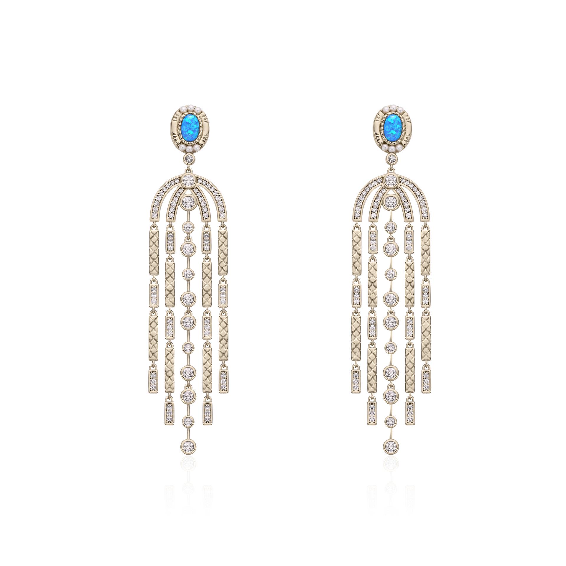 

Мексиканские серьги из опала с медным покрытием: Европейская ретро-мода