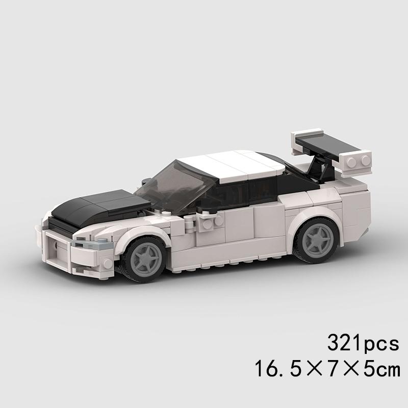 MOC Auto Geschwindigkeit R34 488 Pickup R32 Rennfahrzeug Modellbaustein Super Rennstein Weihnachtsgeschenk Stadt Technisch Rallye Sport